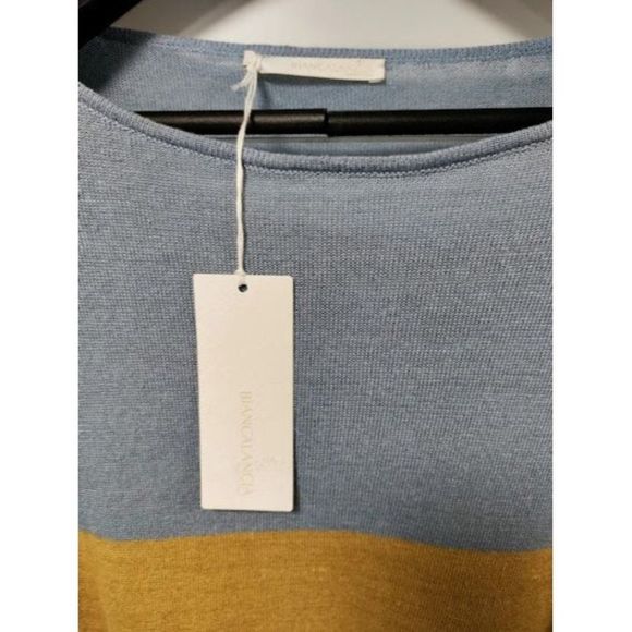 NWT BIANCALANCIA Linen Casual  Side Split Lightweight Colorblock Sweater - Picture 8 of 11